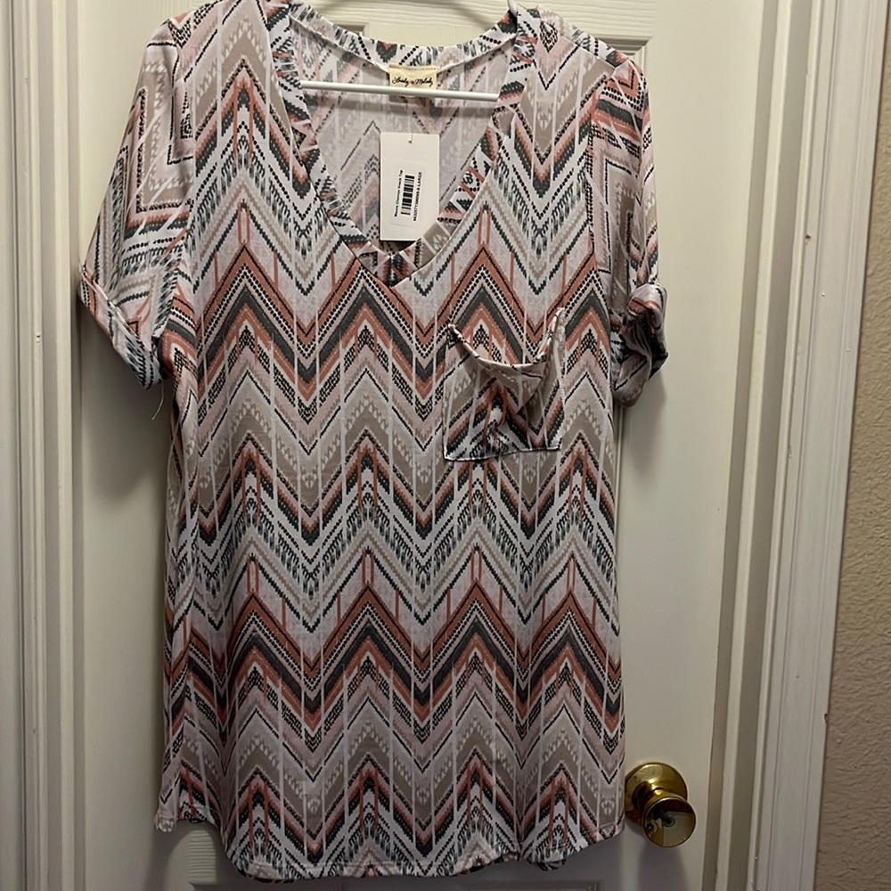 Maybe and Gray chevron shirt